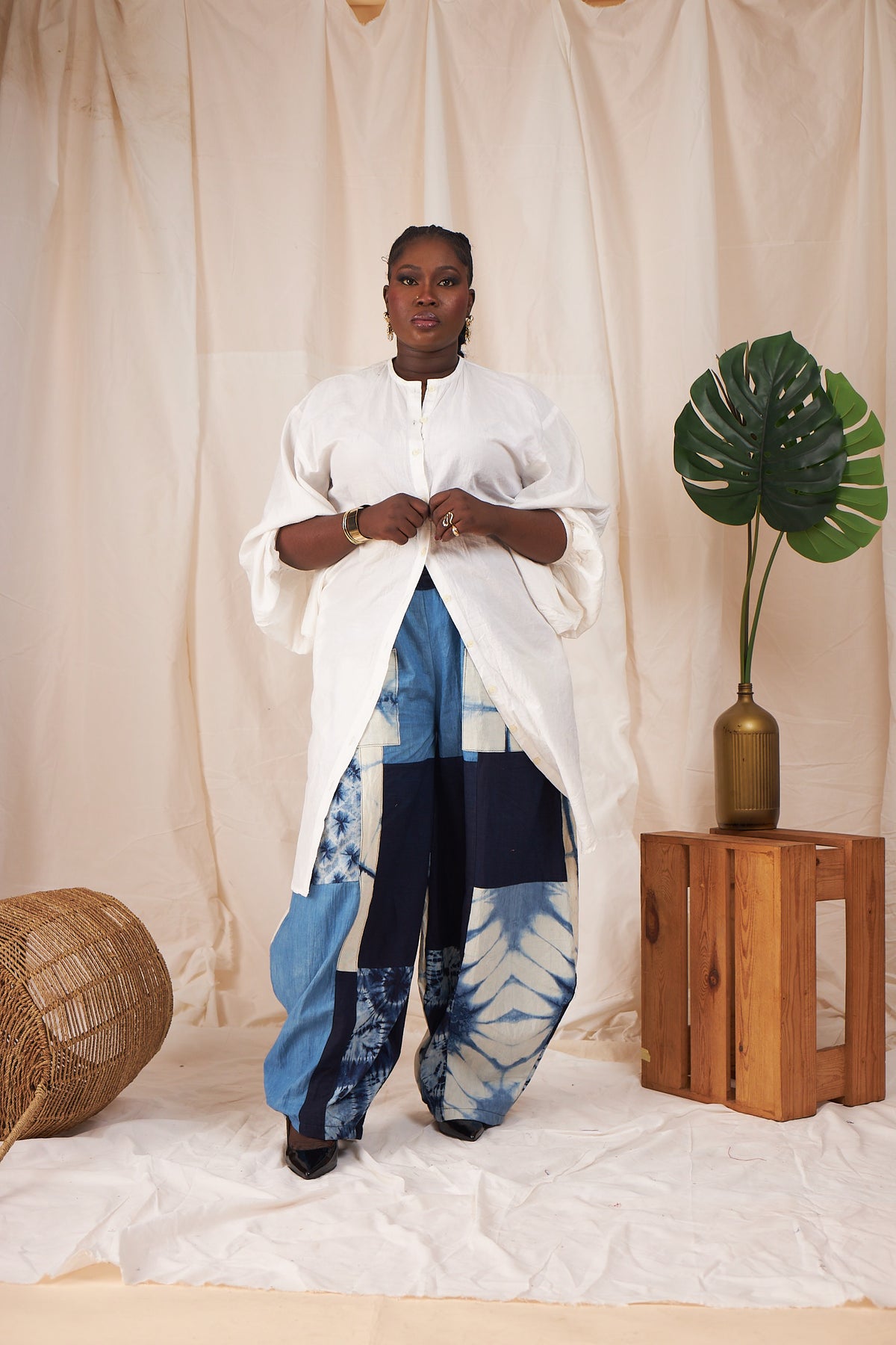 Ayo Patchwork Barrel Pants – Indigo