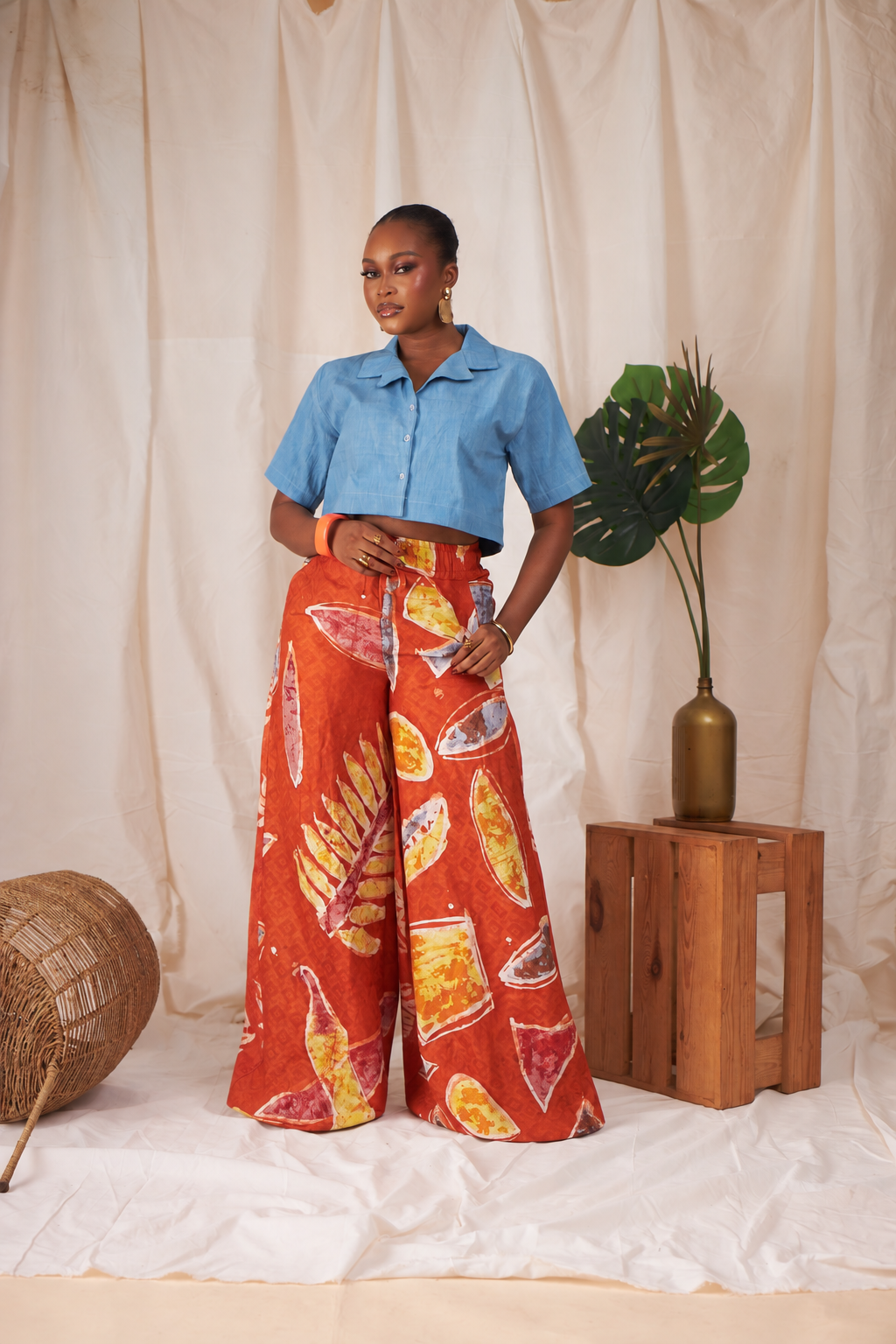 Nandi Adire Wide-Leg Pants Set