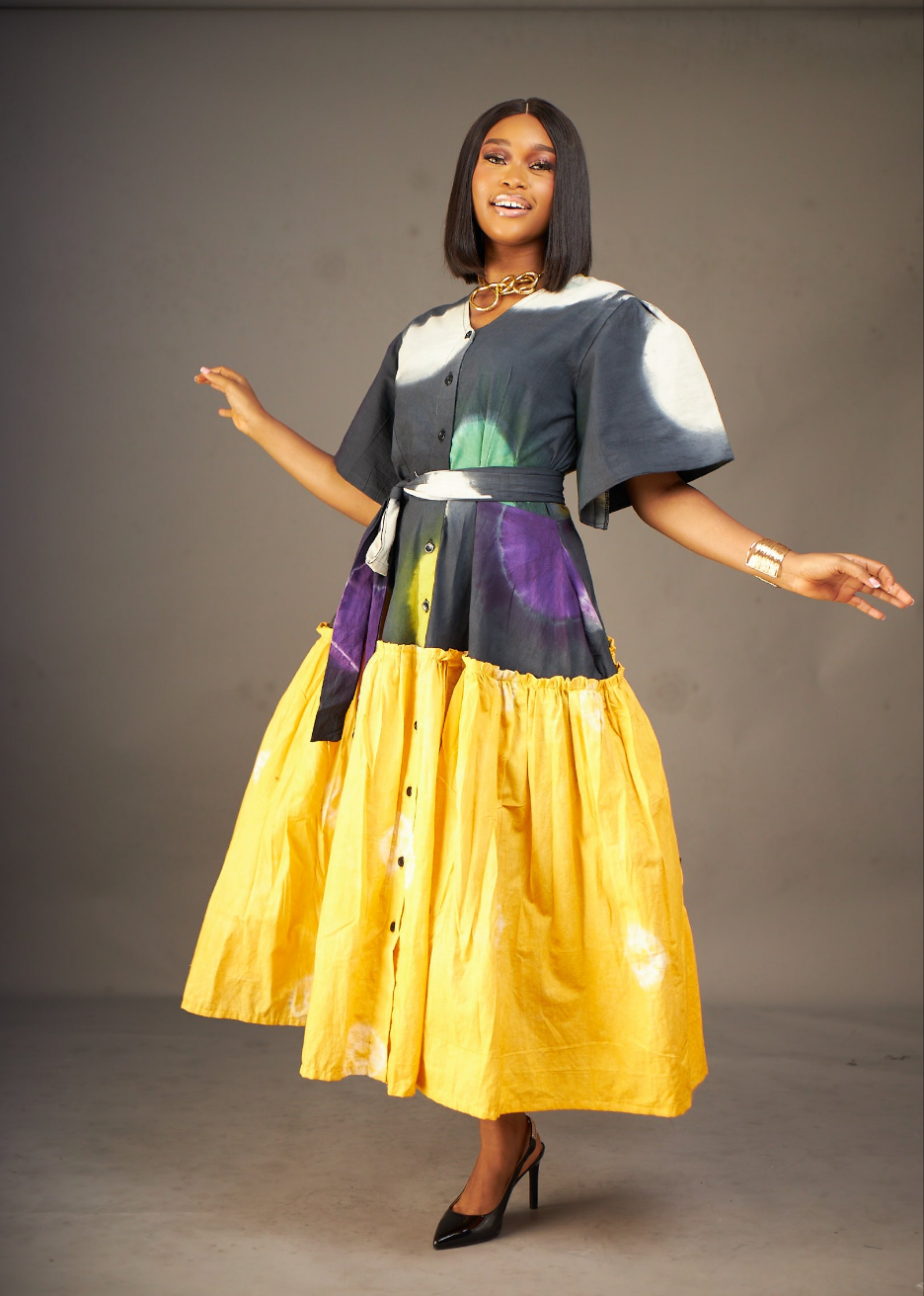 Anwuli 2print Adire Dress