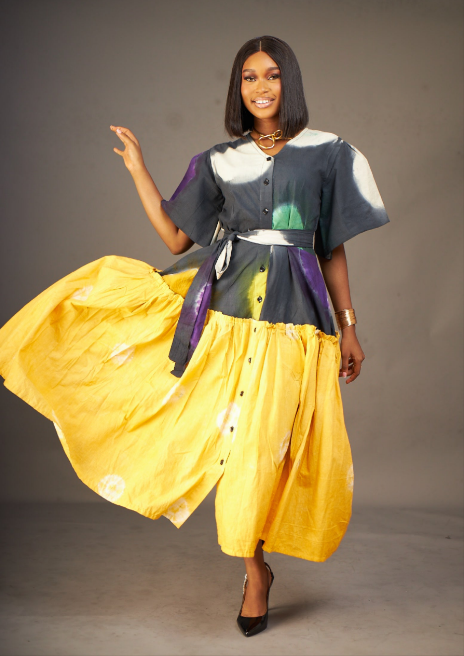 Anwuli 2print Adire Dress