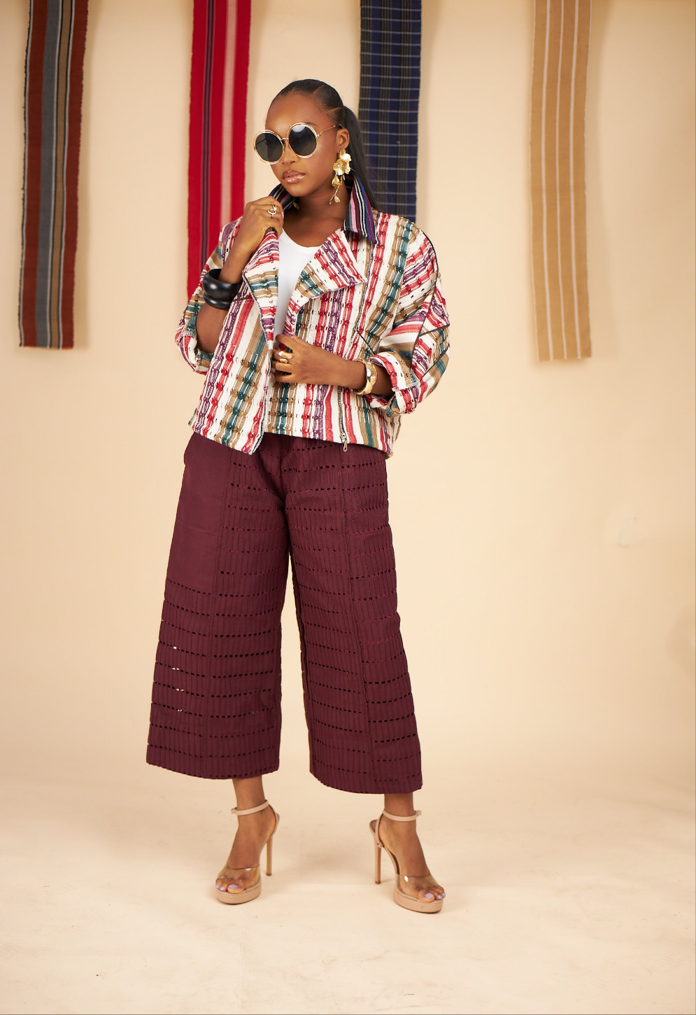 Esohe Aso Oke Cropped Trench Jacket