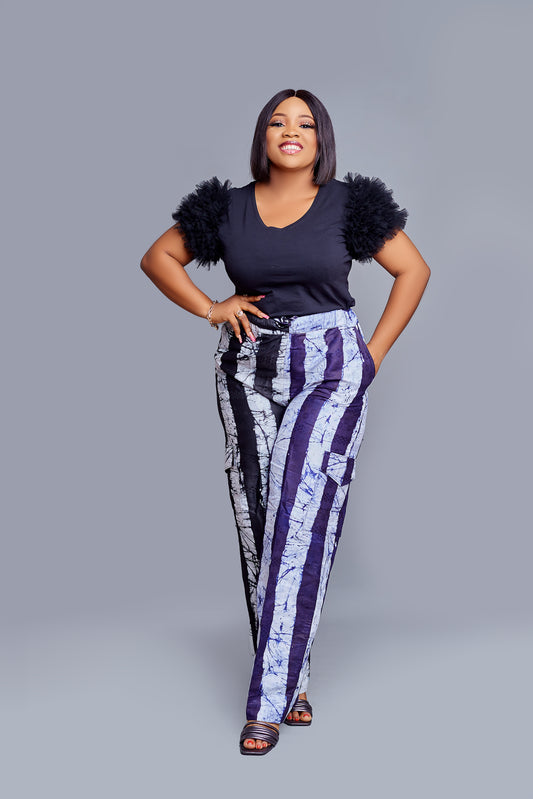 Achebe 2print Adire combats pant