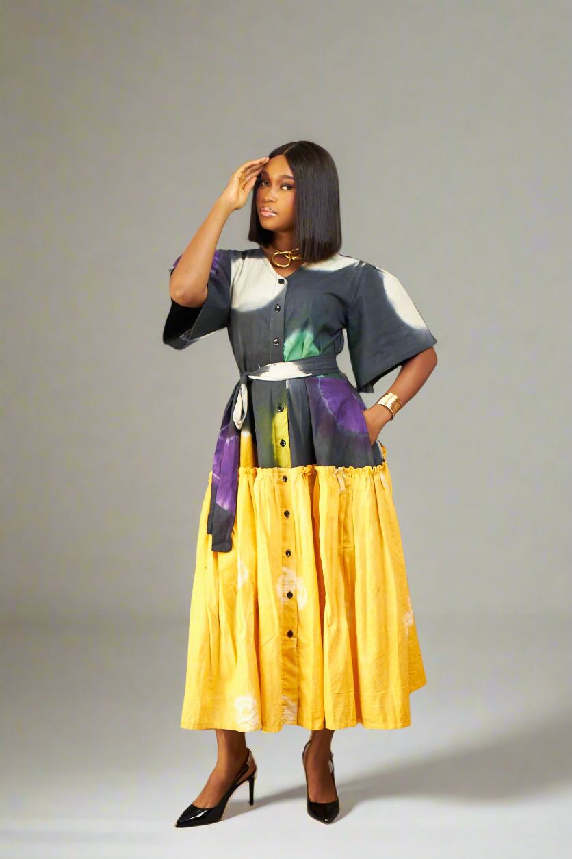 Anwuli 2print Adire Dress