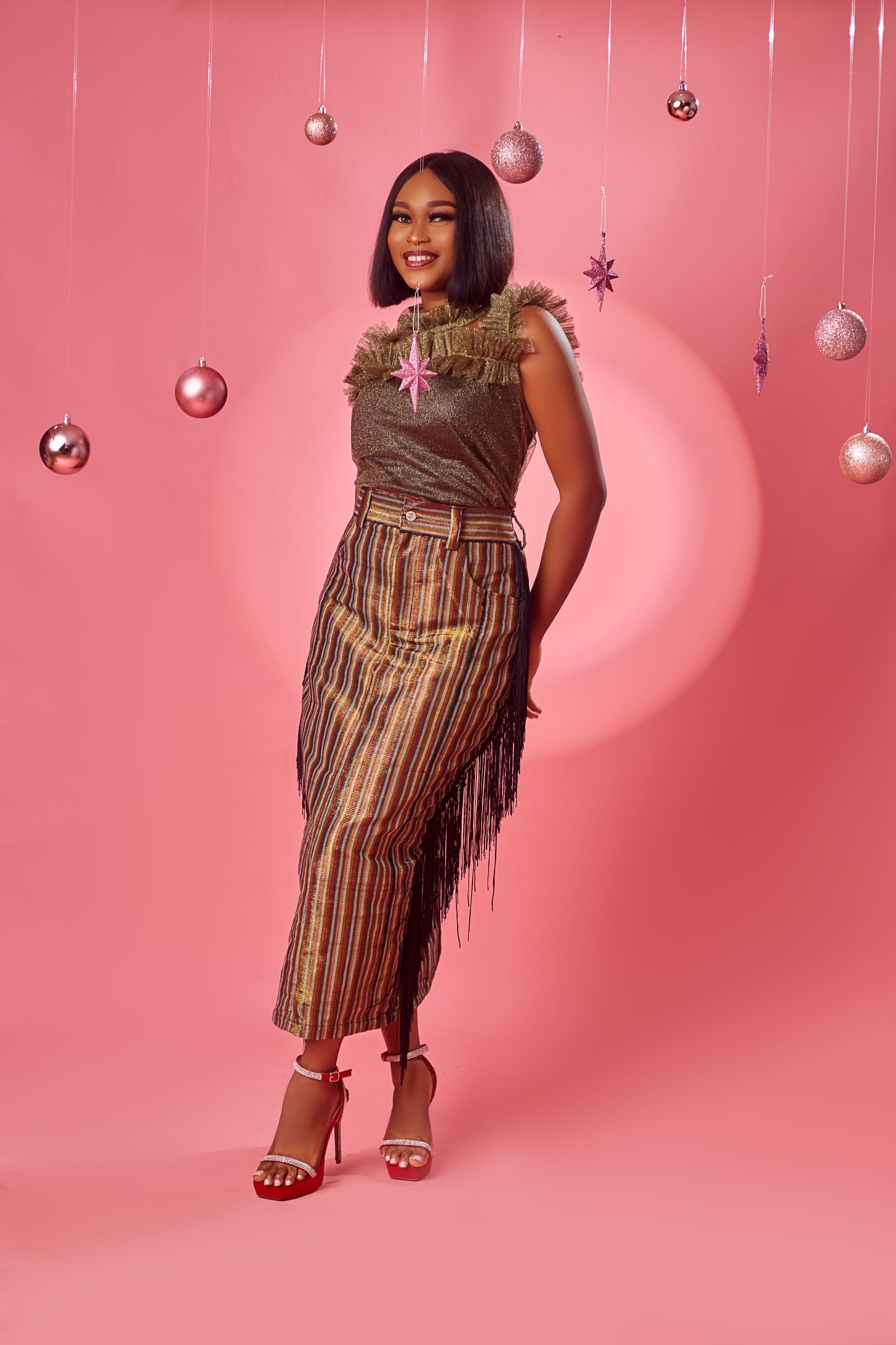 BF Mesh Lace ruffle Top