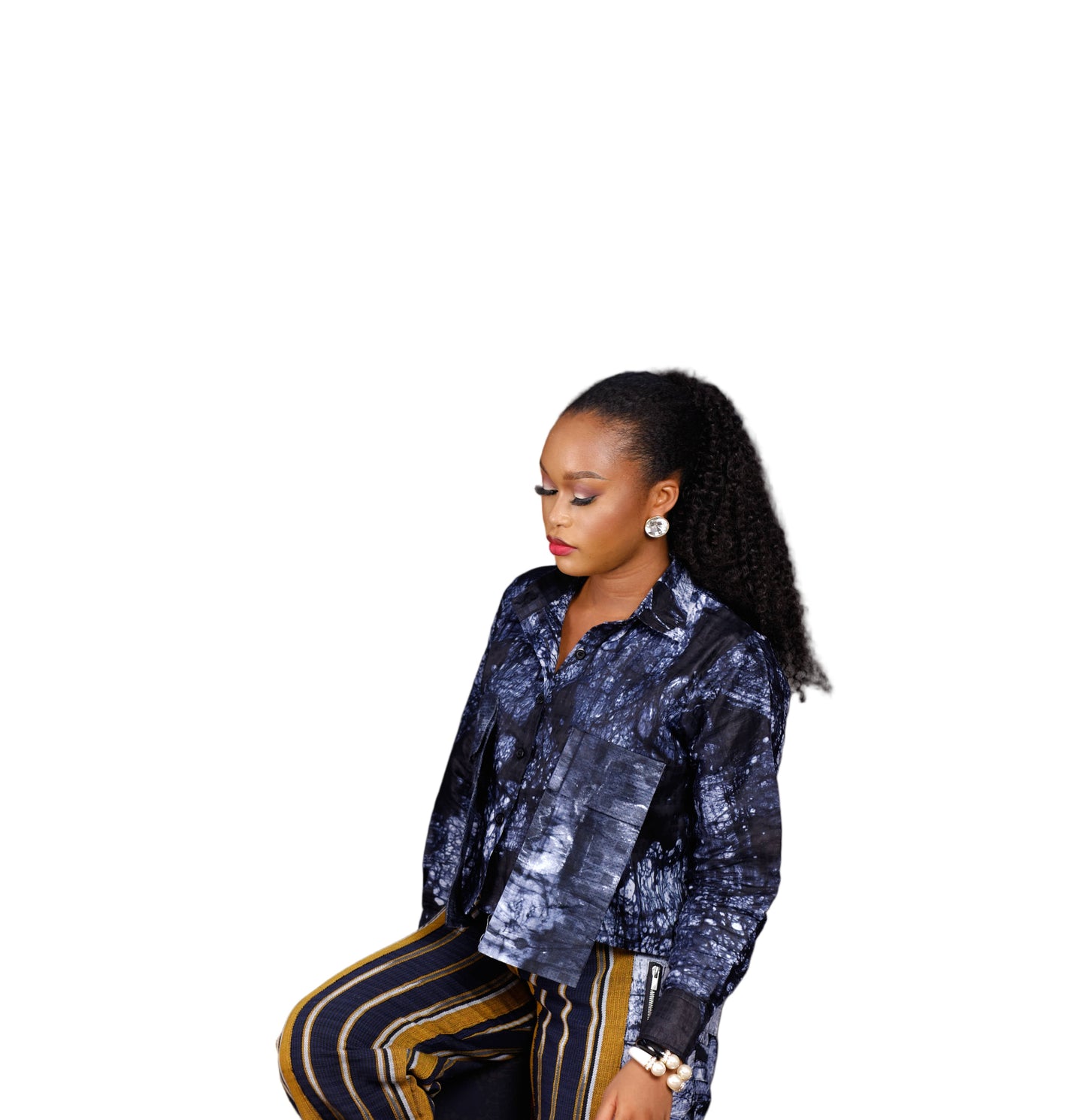 Detola Aso Oke & Adire Cargo pant set