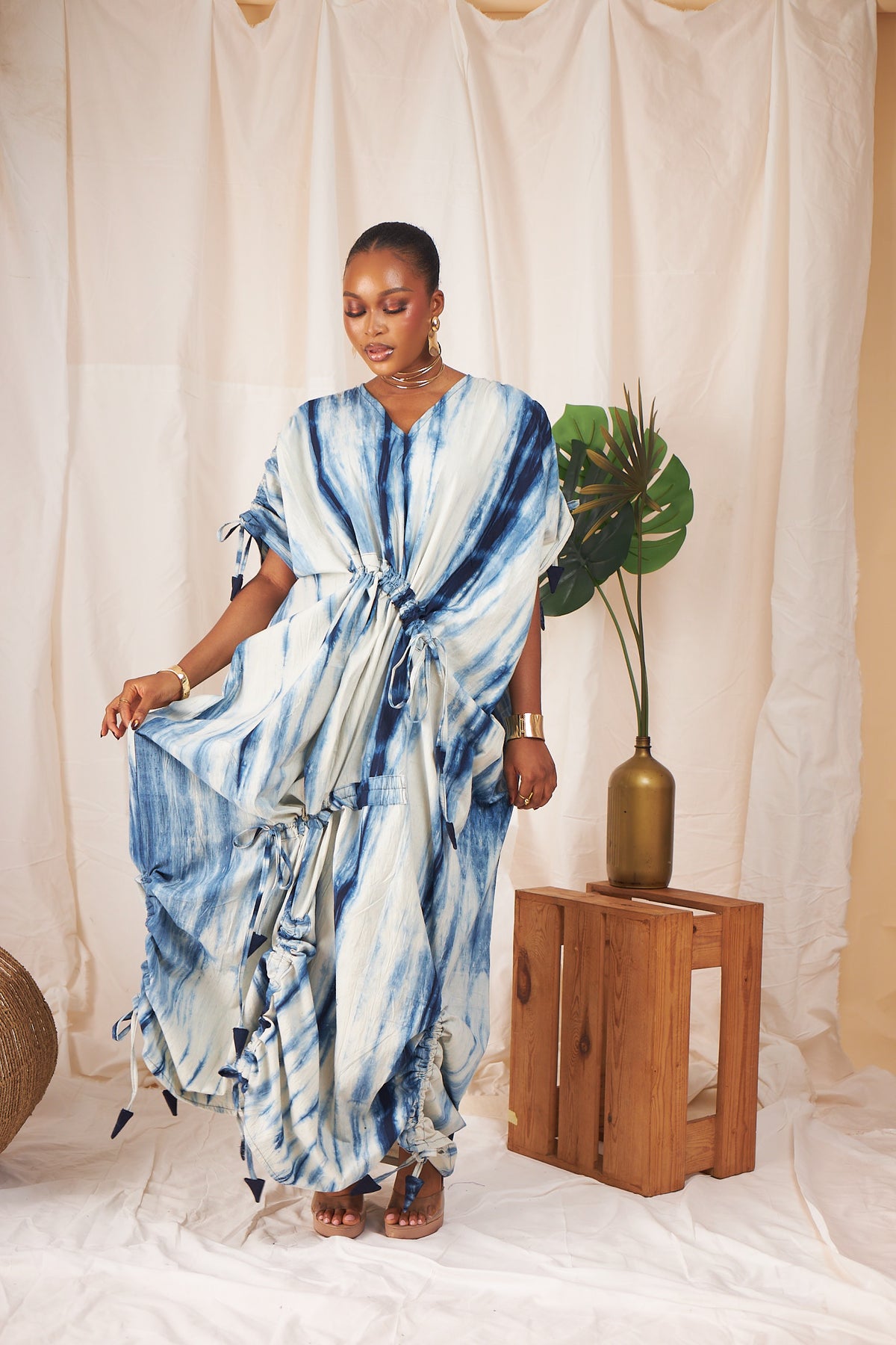 Eshe Adjustable Drawstring Boubou – Indigo