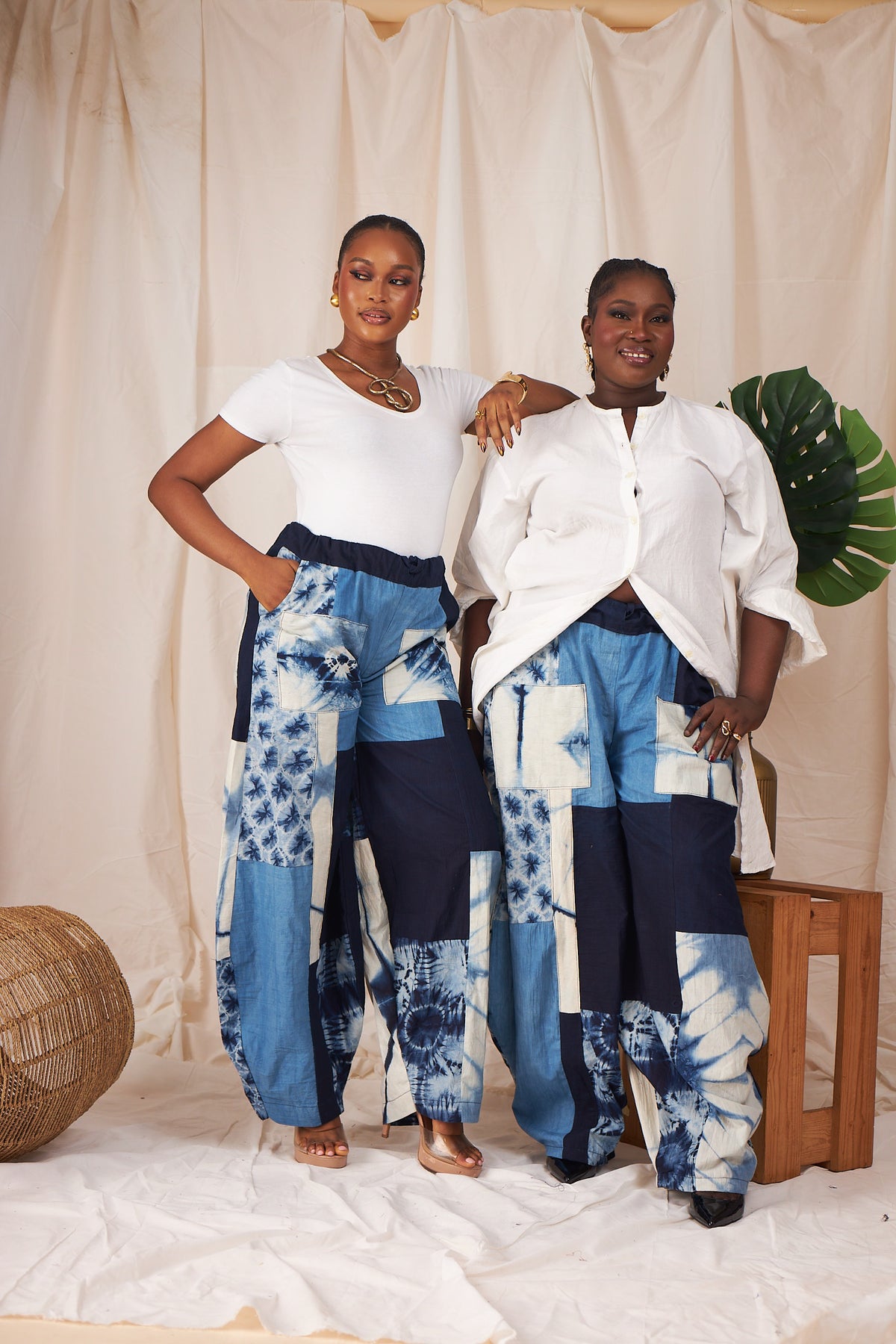 Ayo Patchwork Barrel Pants – Indigo