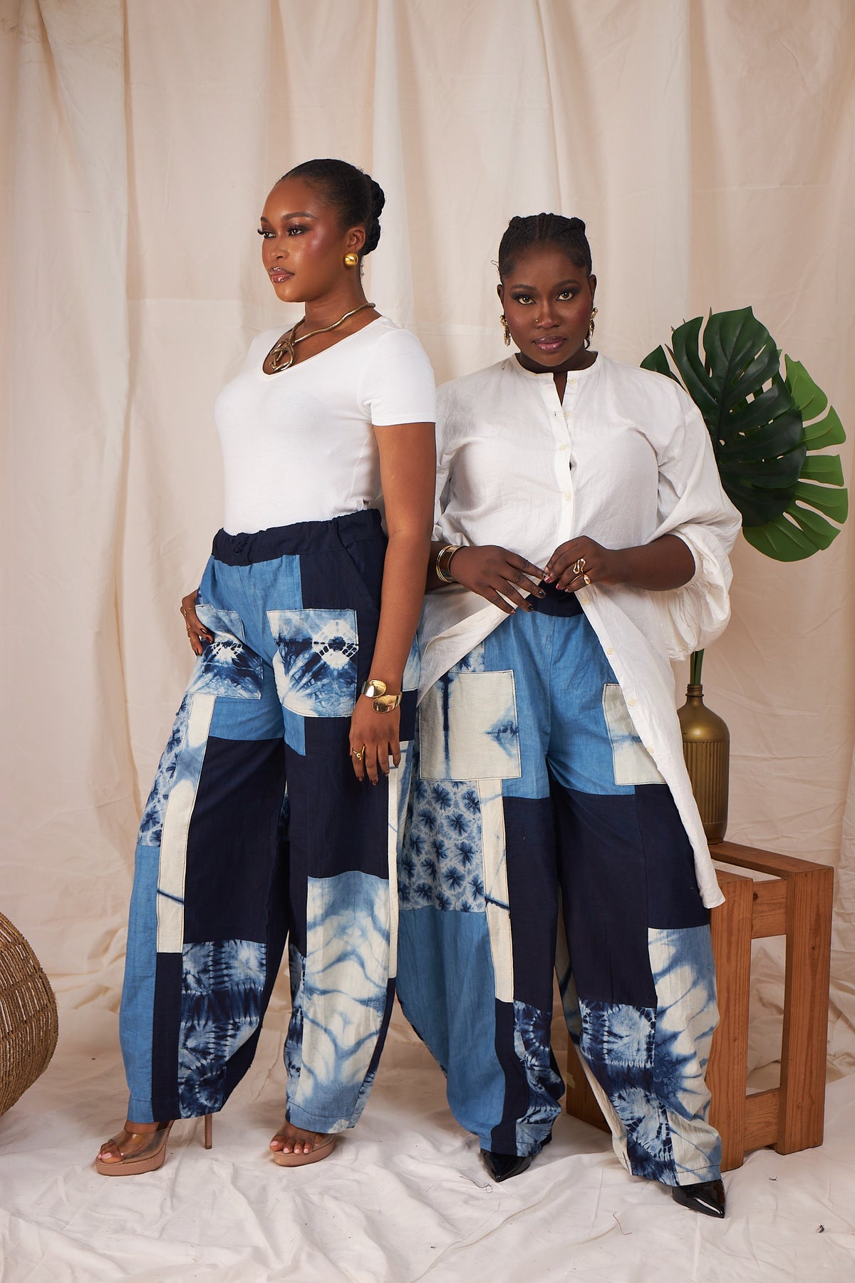 Ayo Patchwork Barrel Pants – Indigo