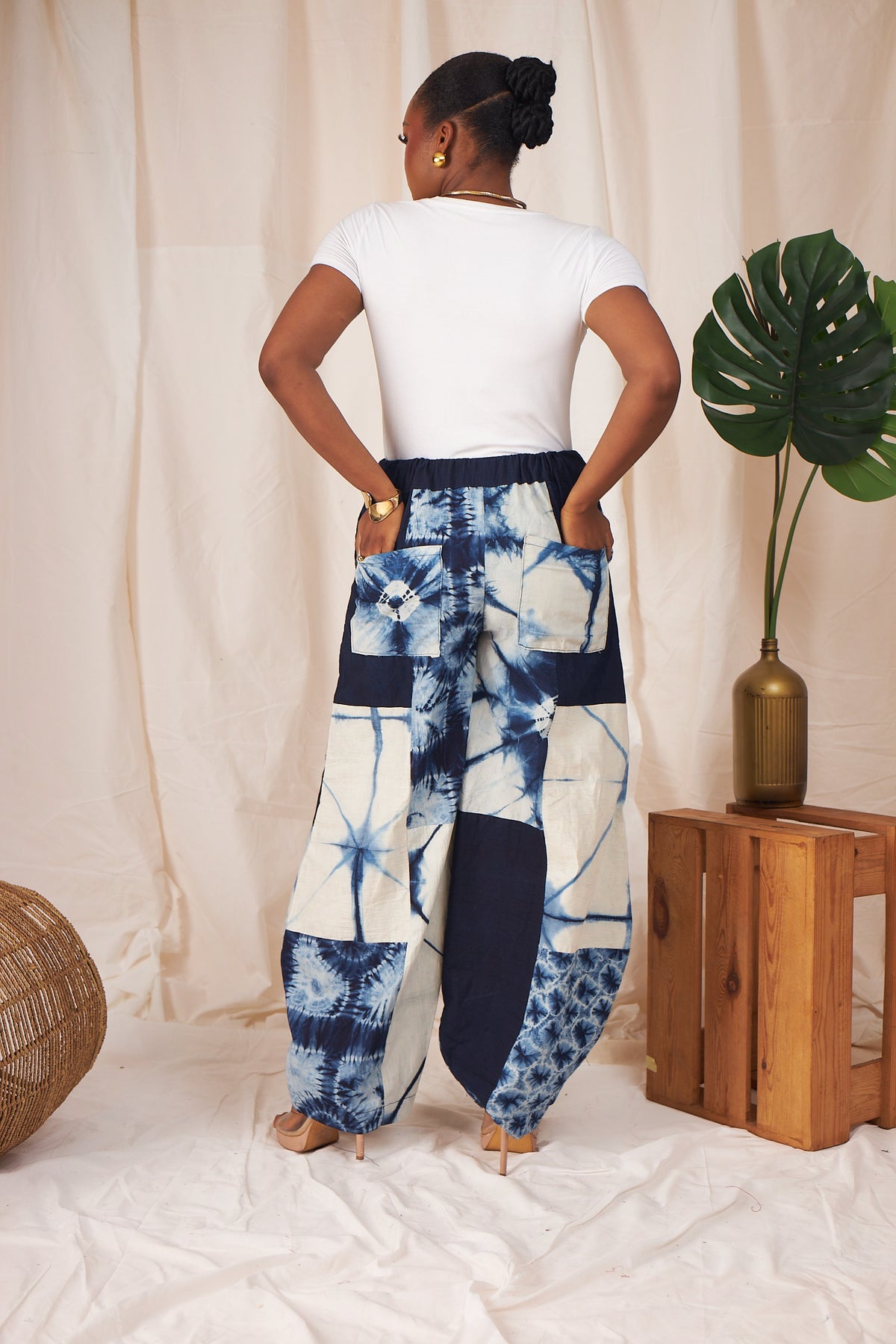 Ayo Patchwork Barrel Pants – Indigo