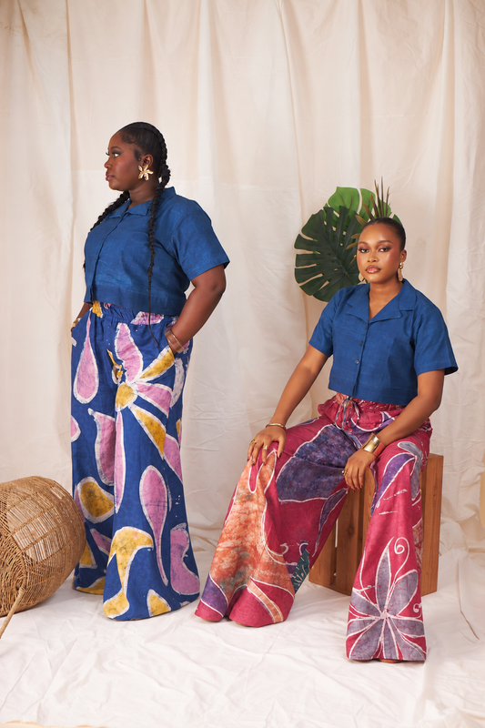Nandi Adire Wide-Leg Pants Set