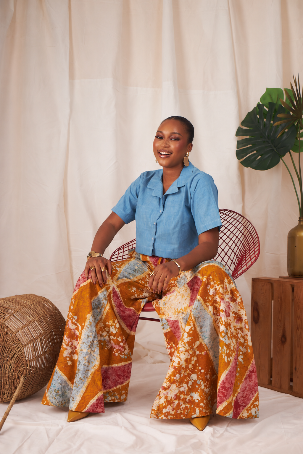 Nandi Adire Wide-Leg Pants Set