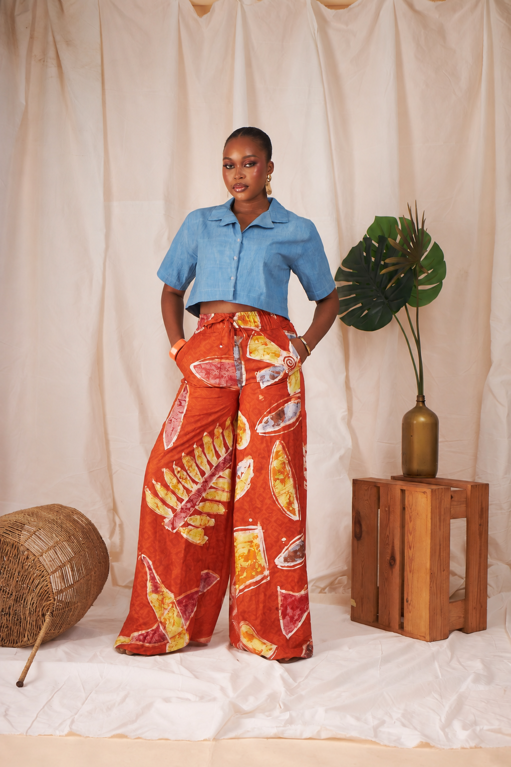 Nandi Adire Wide-Leg Pants Set