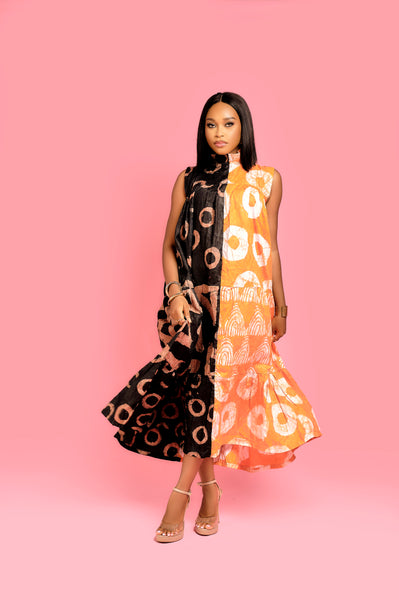 Mosunrat 2print flared Adire Dress