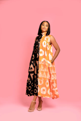 Mosunrat 2print flared Adire Dress