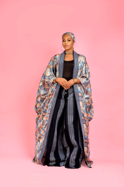 Mistura  Silk and aso oke Kimono set