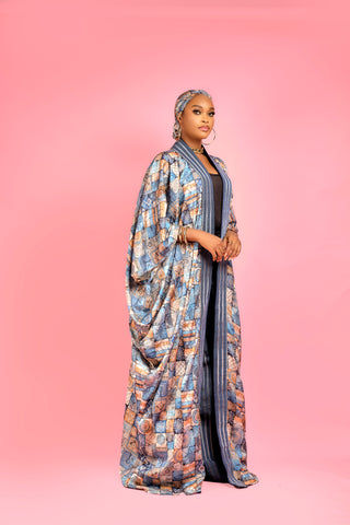 Mistura  Silk and aso oke Kimono set