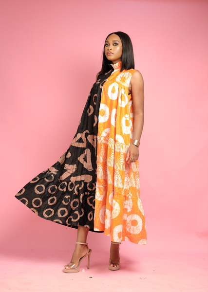Mosunrat 2print flared Adire Dress