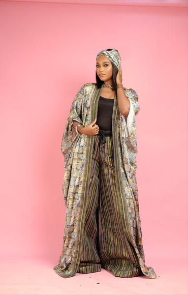 Mistura  Silk and aso oke Kimono set
