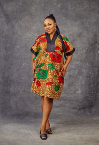 Ankara with taffeta mixed shift Dress