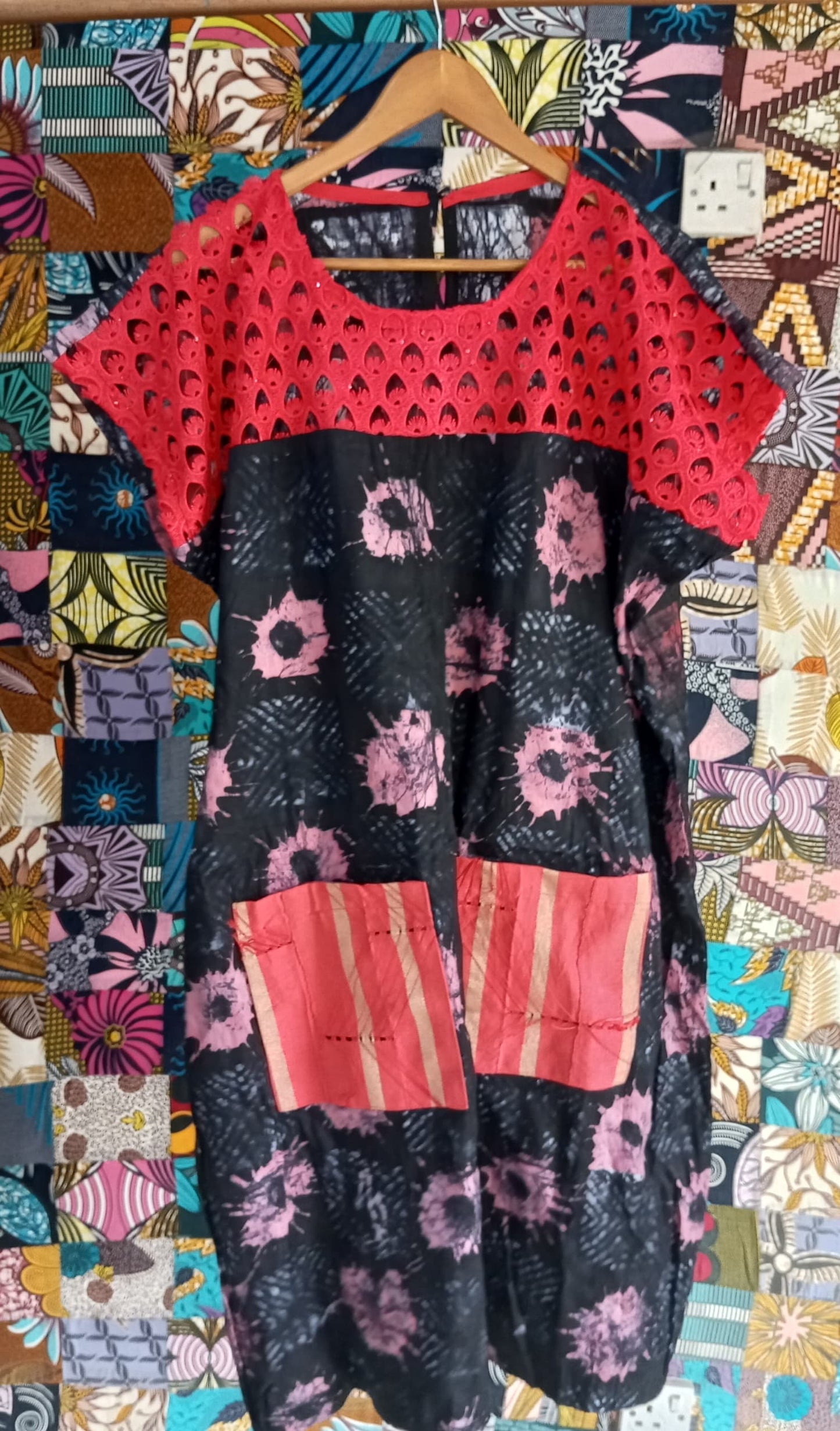 BF1 Adire & cord lace mixed dress