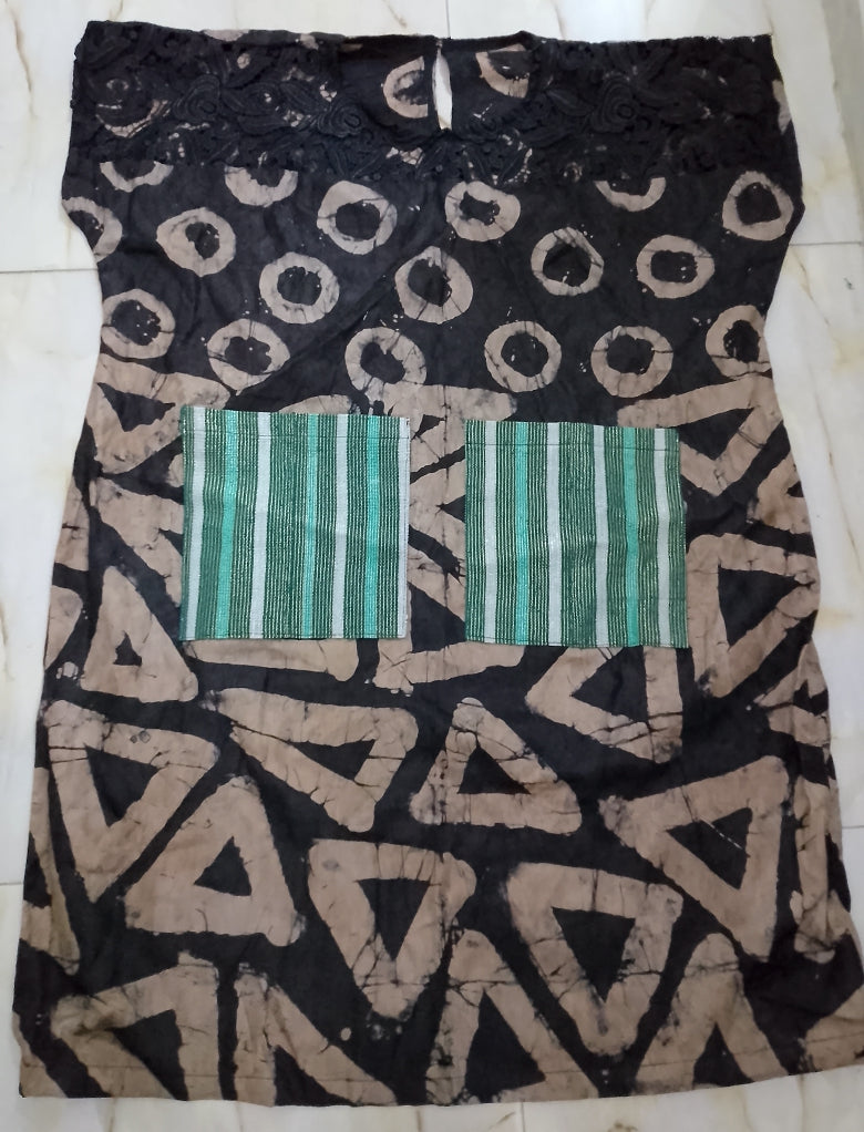 BF1 Adire & cord lace mixed dress