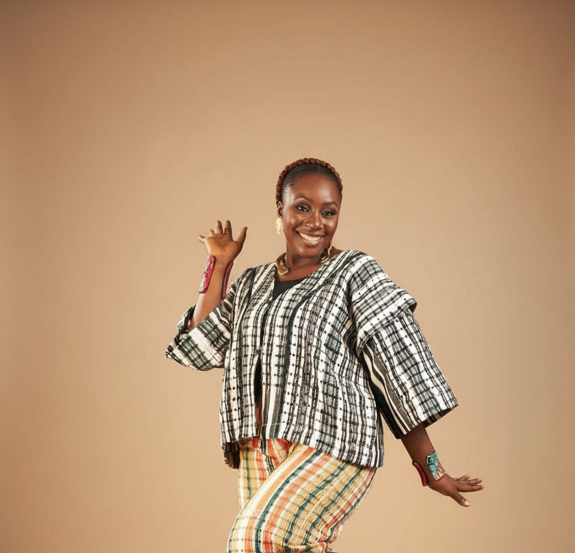 Black & White Onjawu Aso-Oke Boxy Jacket