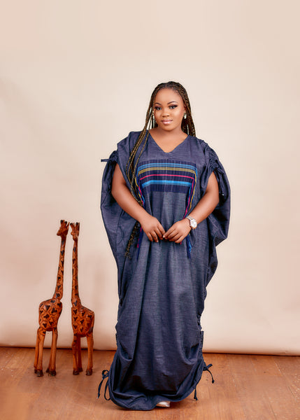 Long Denim Aso oke bou-bou