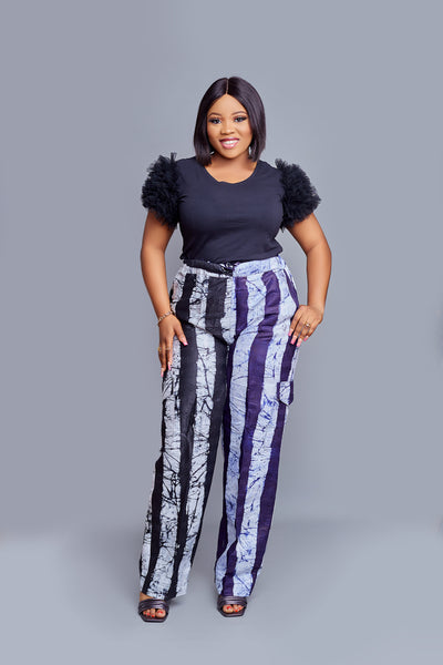 Achebe 2print Adire combats pant