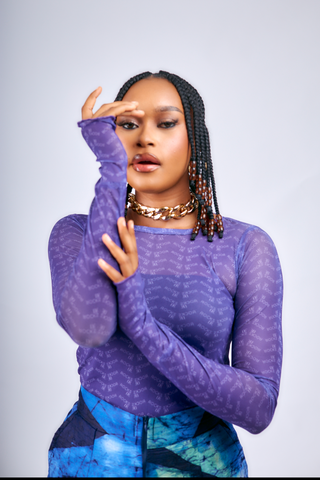 Ojima tulle mesh top