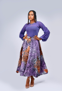 Ibewa Adire button down skirt