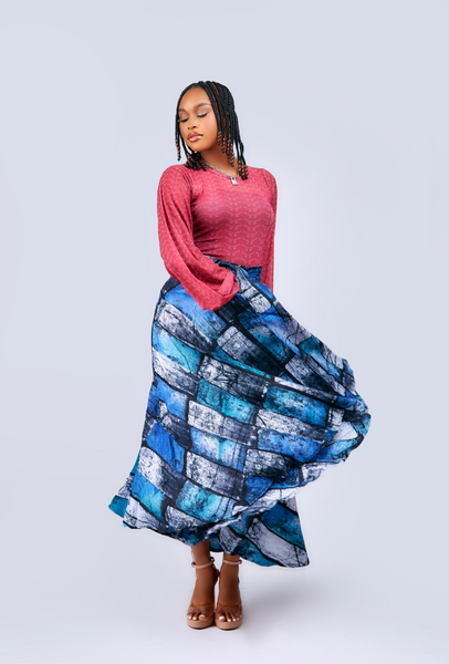 Ibewa Adire button down skirt