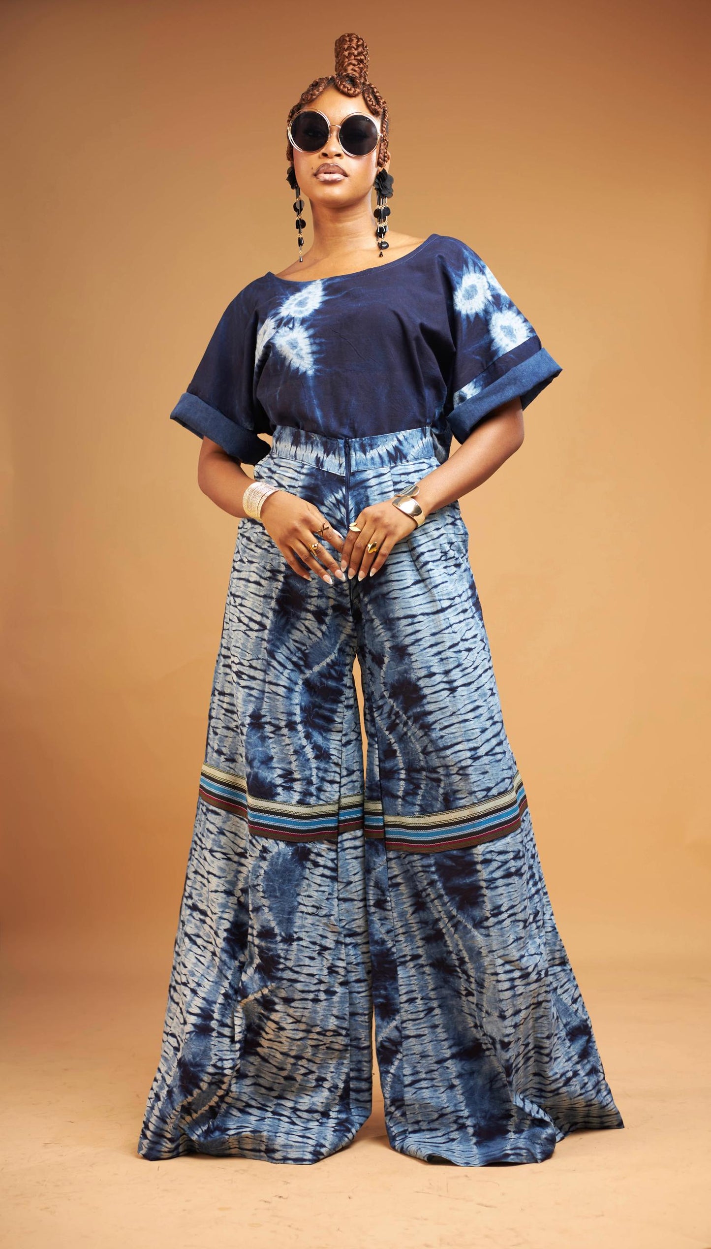 Fehintolu Set – Indigo Top & Wide Tie-Dye Pants