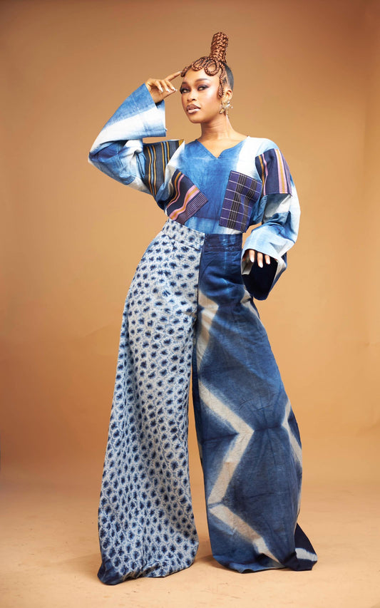 Eriife Set – Patchwork Adire Tunic & Wide Pants