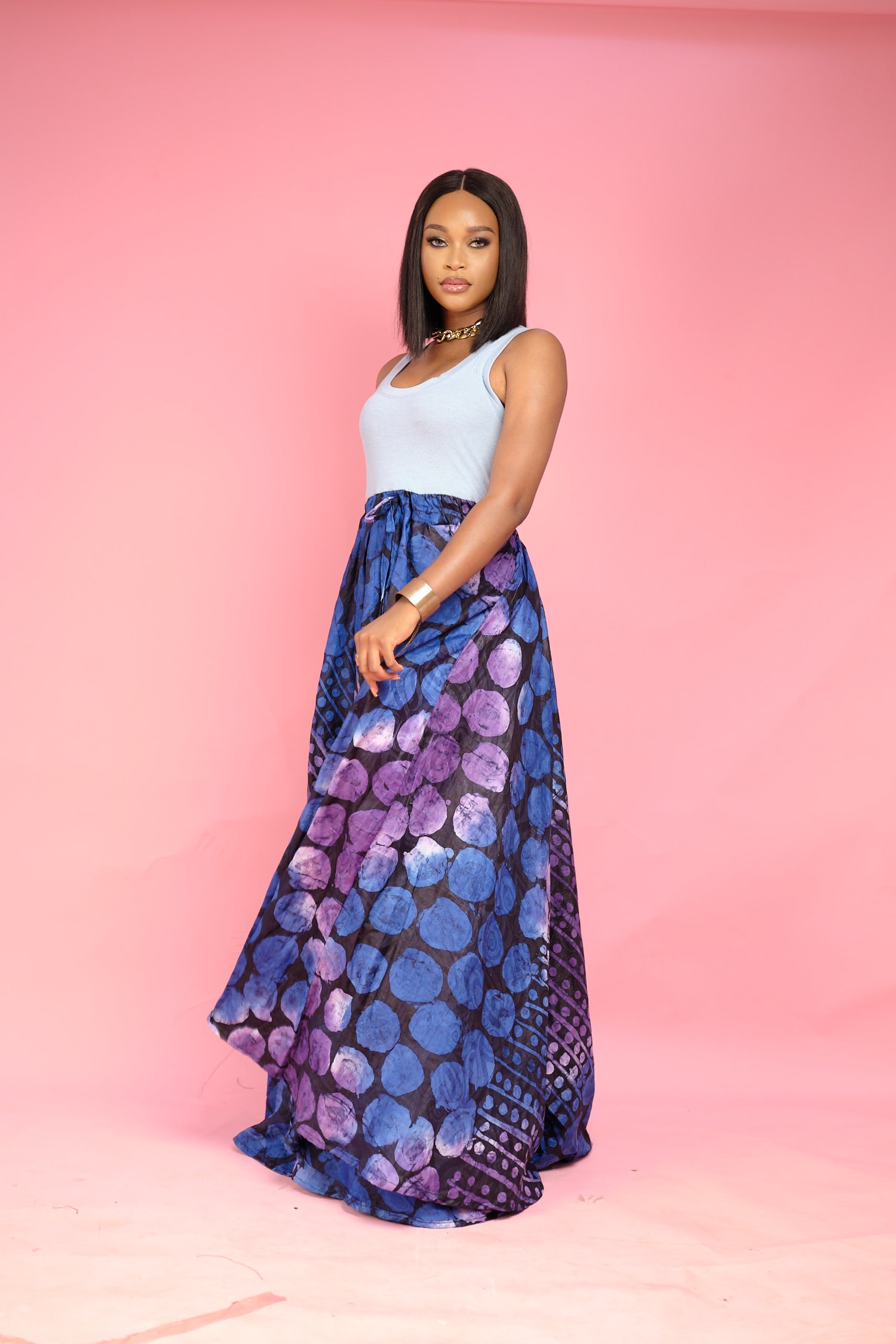Habiba flared Adire Dress  DESIGN FOR LOVE