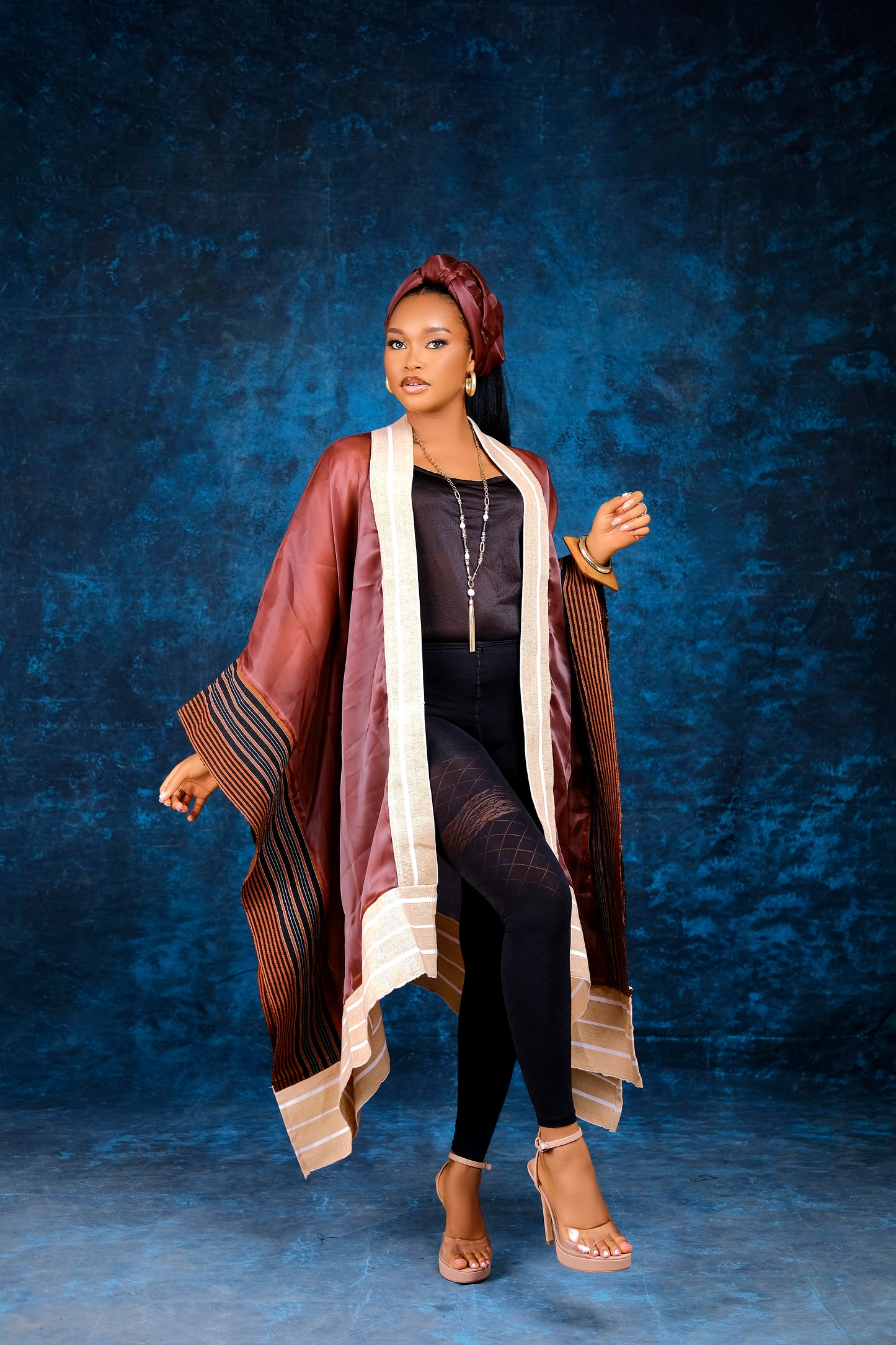 Yomi organdy Aso oke cape