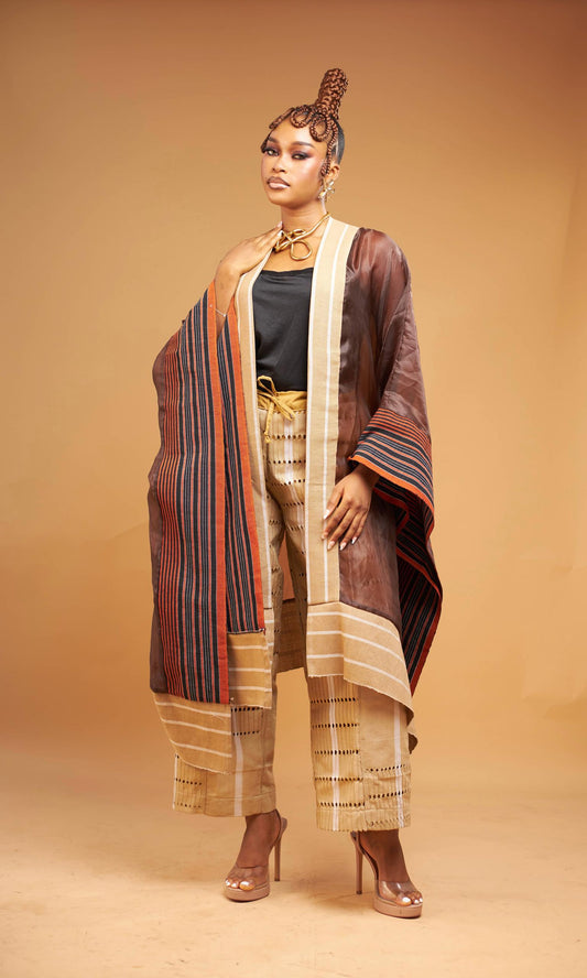 Temilade Set – Organza Cape & Aso oke Trousers
