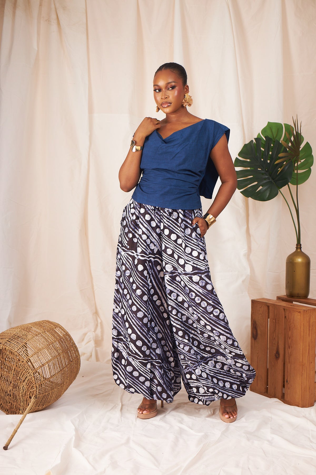 Safi Adire Balloon Pants – Blue