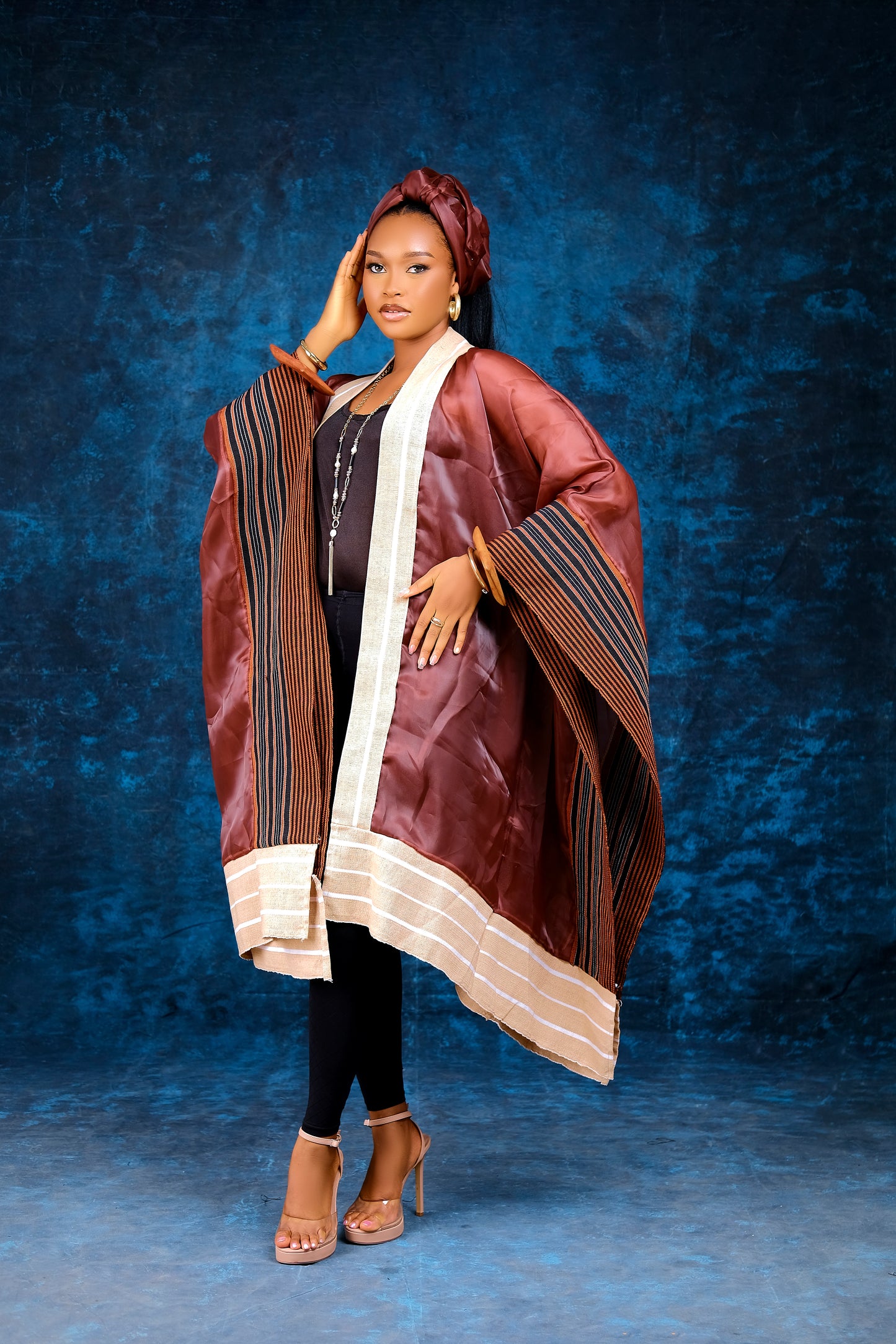 Yomi organdy Aso oke cape