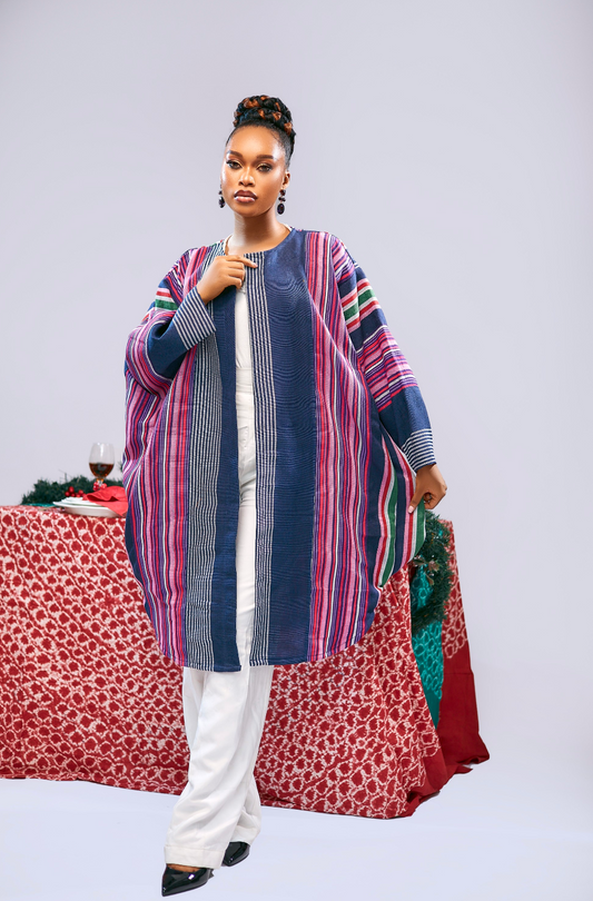 Striped Aso-Oke Batwing Jacket