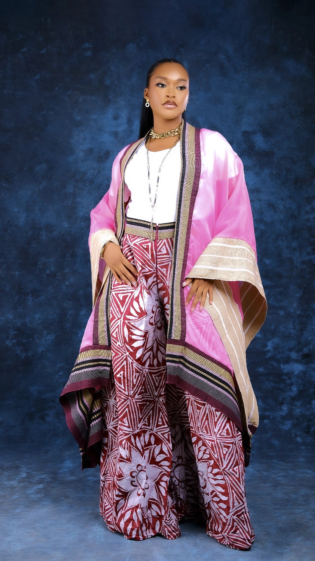 Yomi organdy Aso oke cape