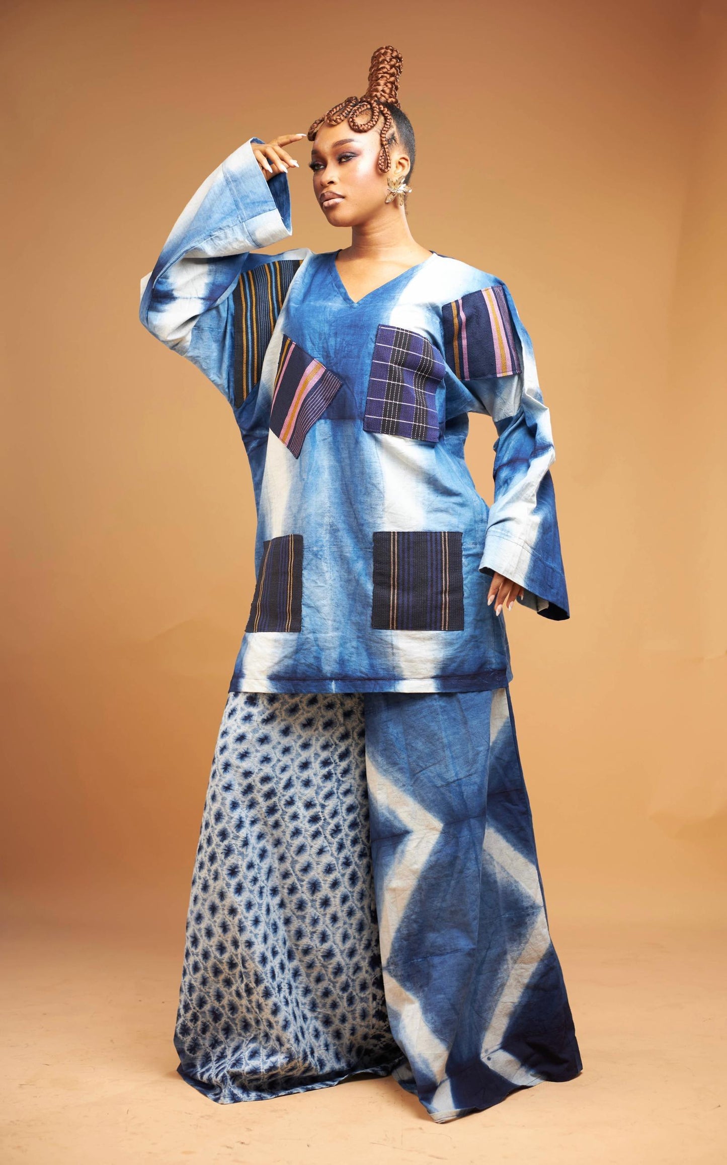 Eriife Set – Patchwork Adire Tunic & Wide Pants