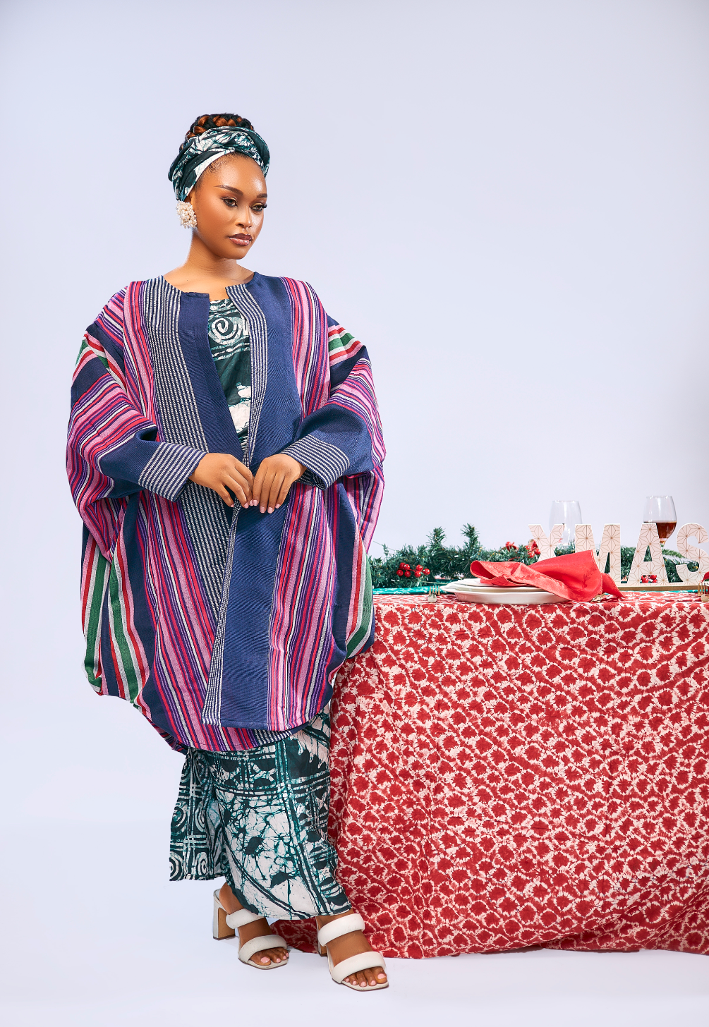 Striped Aso-Oke Batwing Jacket