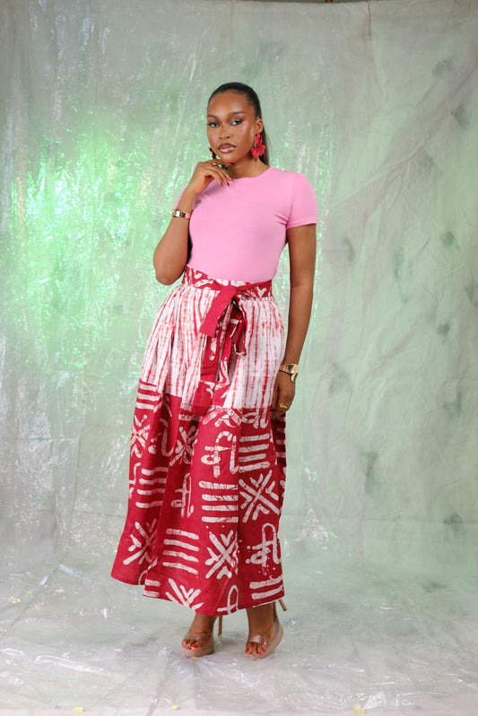 Aderonke pleated Adire skirt