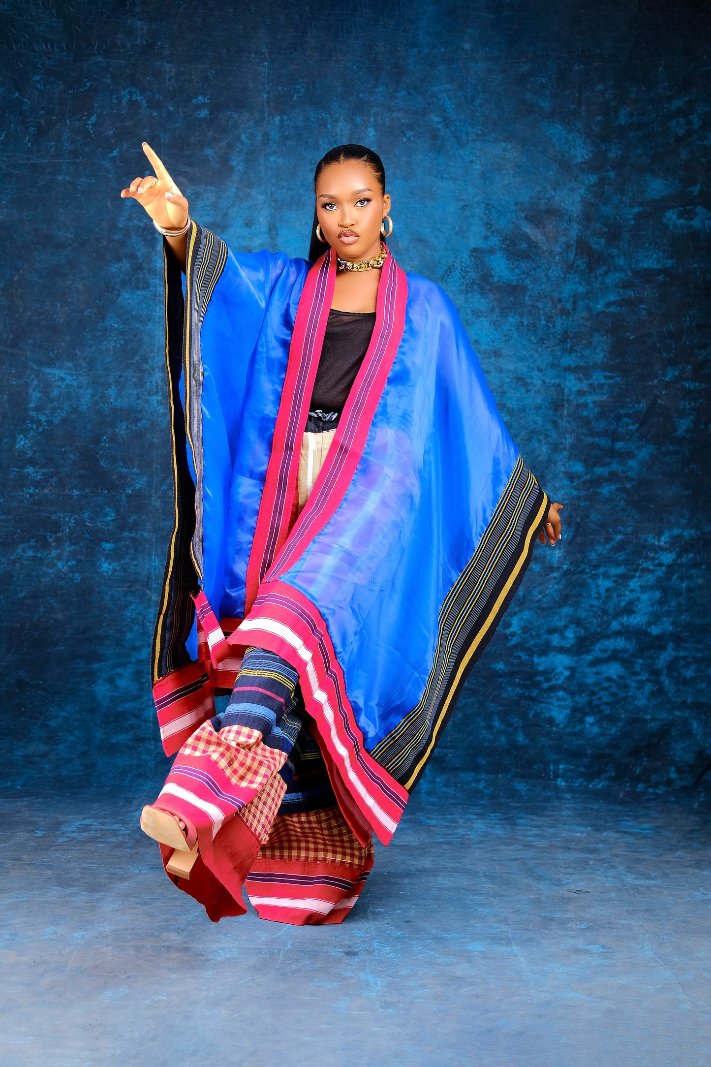 Yomi organdy Aso oke cape
