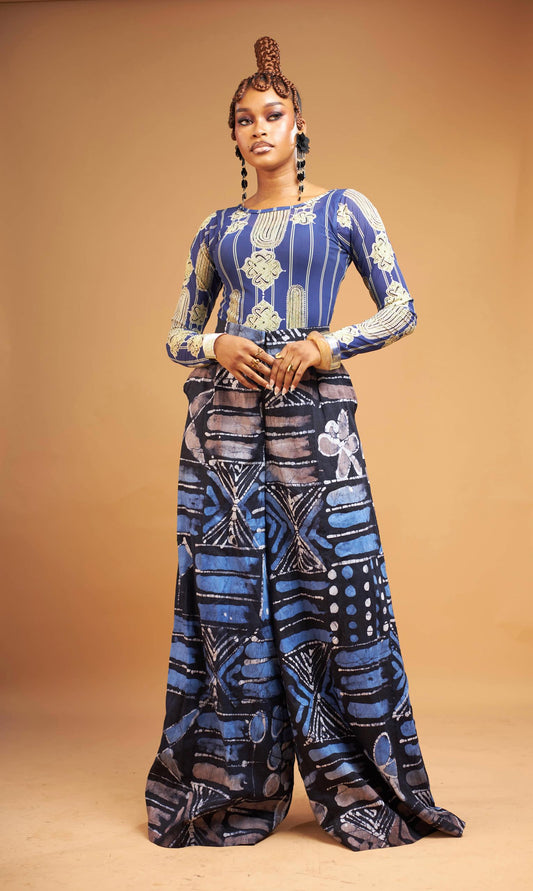 Amarachi Set – Mesh Top & Long Flared Pants