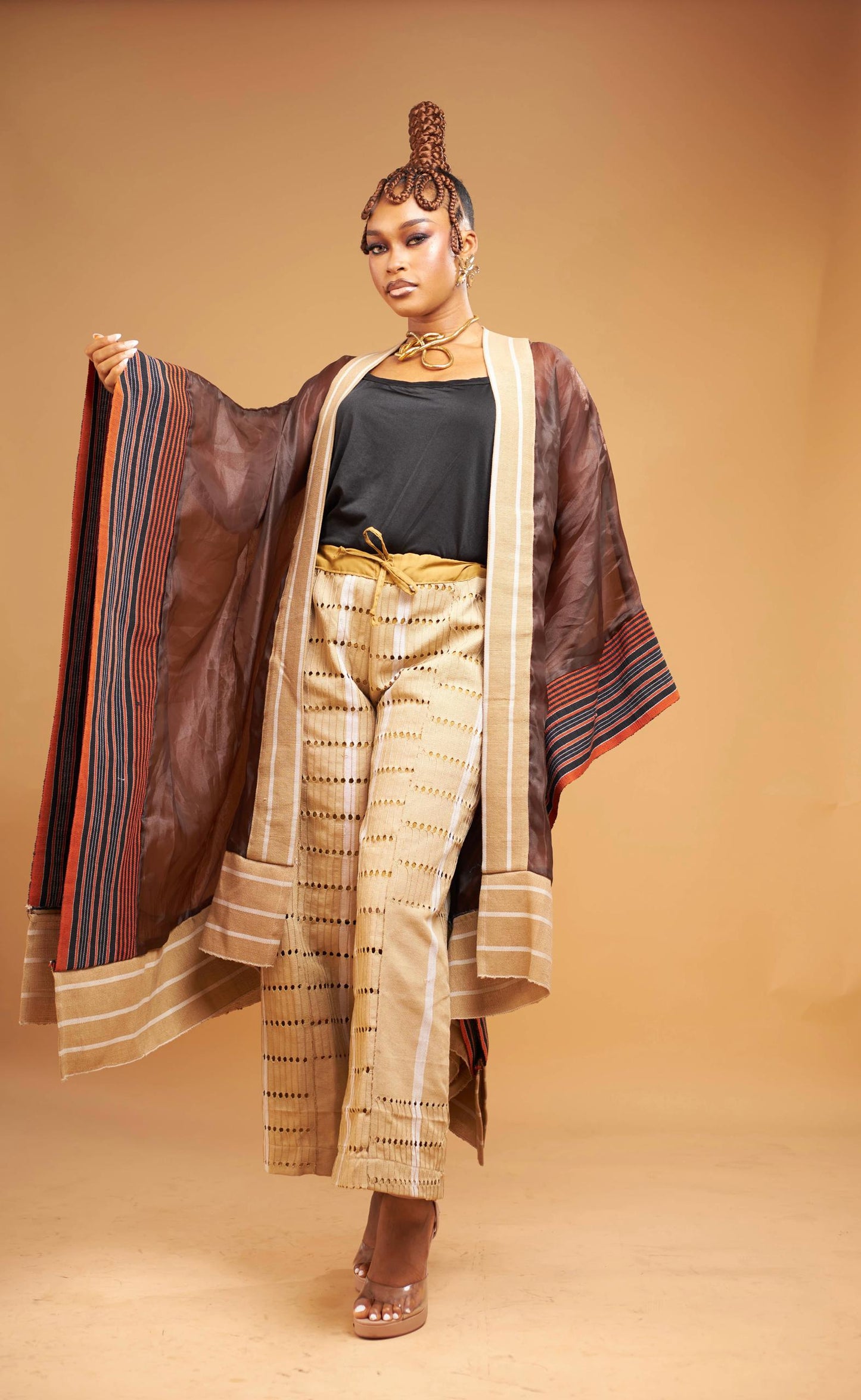 Temilade Set – Organza Cape & Aso oke Trousers
