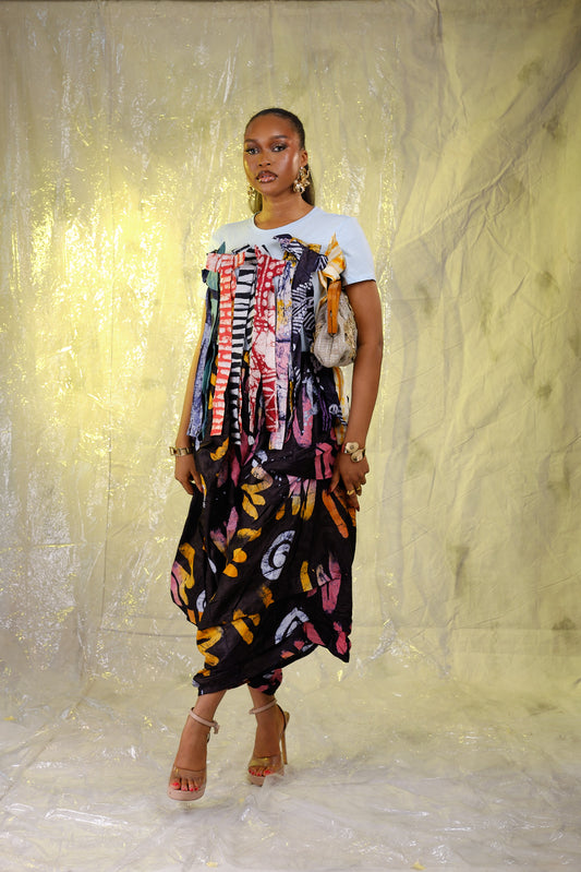 Bow Adire tassel tee shirt