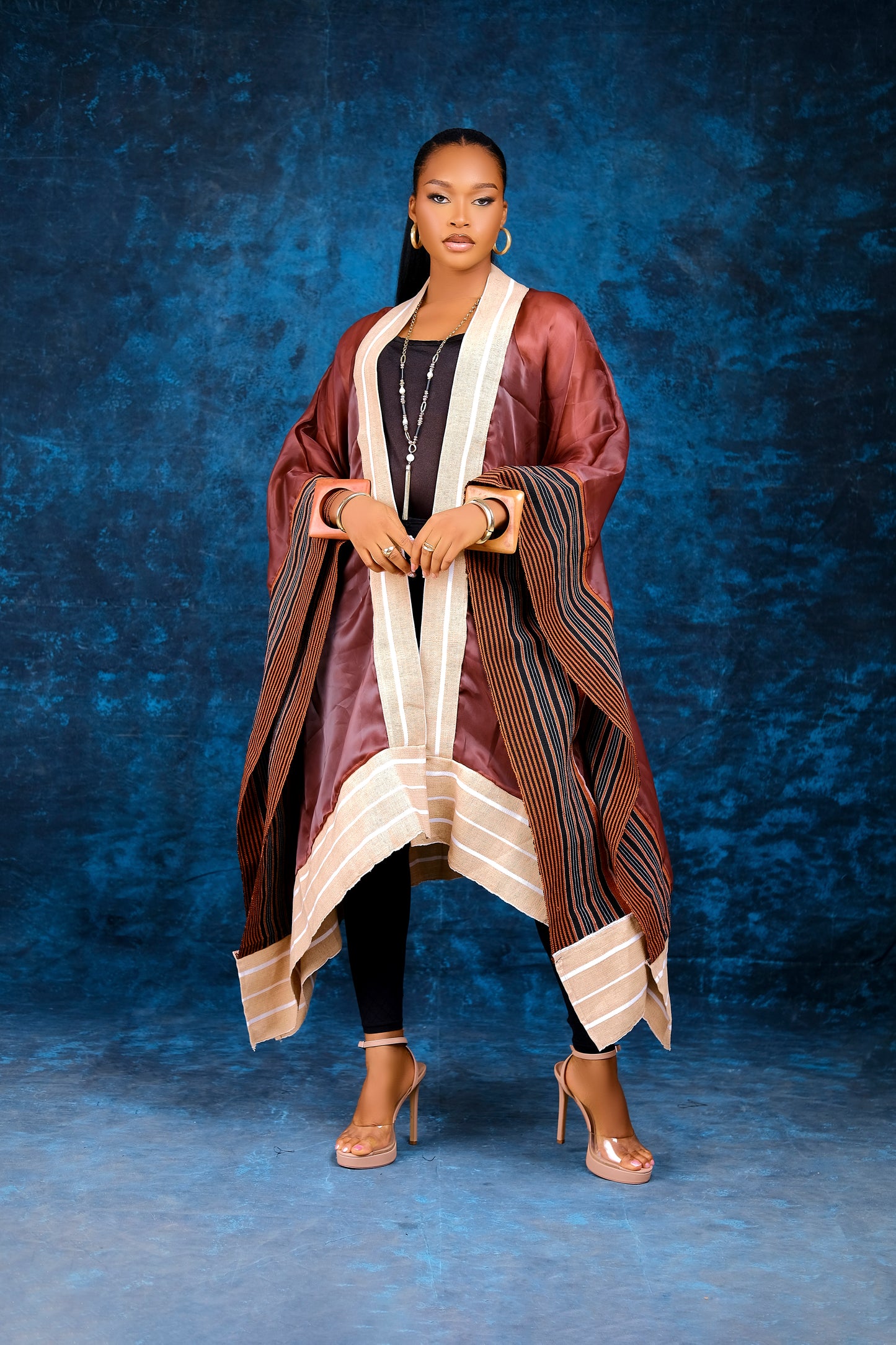 Yomi organdy Aso oke cape