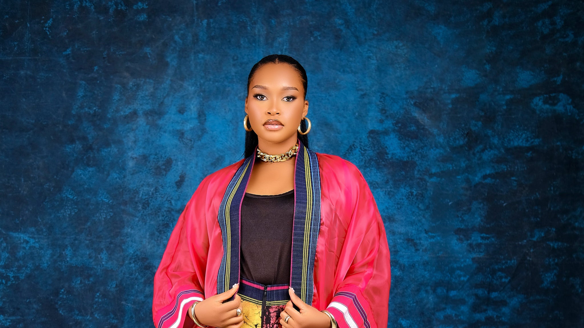 Yomi organdy Aso oke cape