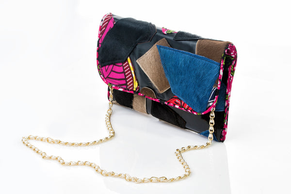 “Mix Match Ankara” Clutch (LEATHER)